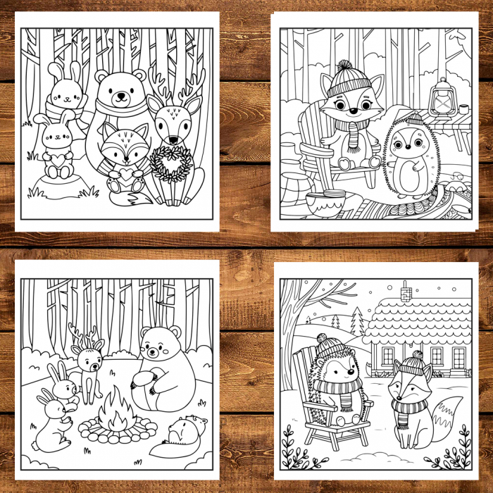 Carte de colorat antistres , 50 de ilustratii Cute and Cozy Hygge - Volumul II, 106 pagini [4]