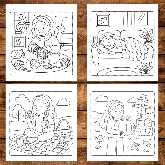 Carte de colorat antistres , 50 de ilustratii Cute & Cozy Girl, 106 pagini [4]