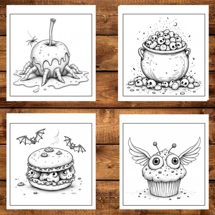 Carte de colorat antistres , 50 de ilustratii Desert de Halloween, 106 pagini [4]