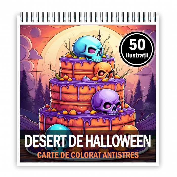 Carte de colorat antistres , 50 de ilustratii Desert de Halloween, 106 pagini [1]