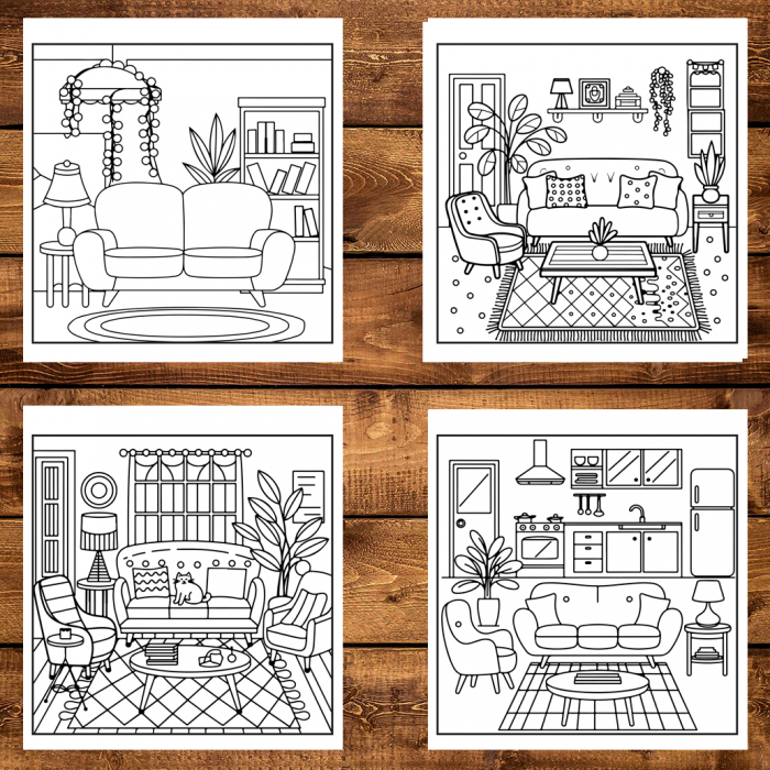 Carte de colorat antistres , 50 de ilustratii Design Interior Hygge, 106 pagini [4]