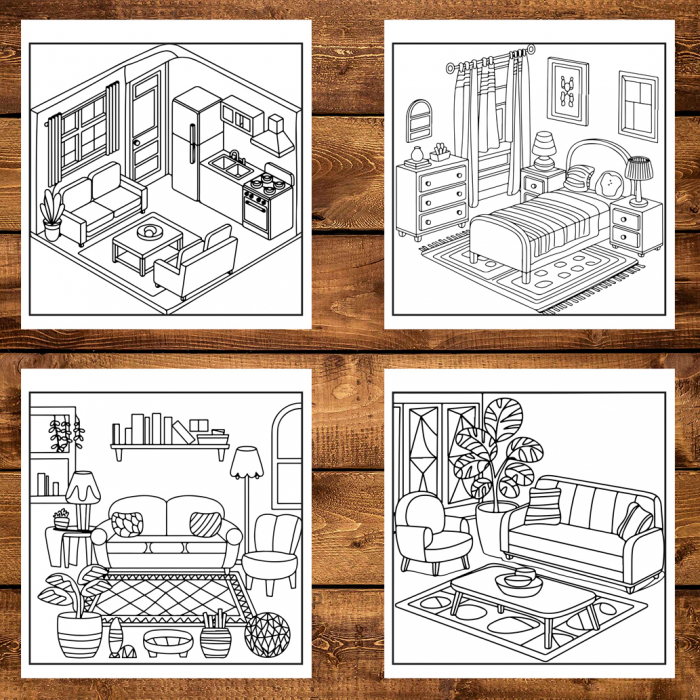 Carte de colorat antistres , 50 de ilustratii Design Interior Hygge, 106 pagini [3]