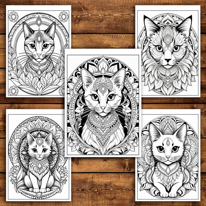 Carte de colorat antistres , 50 de ilustratii Eleganta Felinelor, 106 pagini [4]