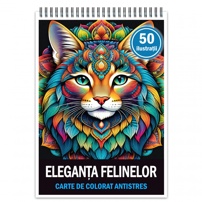 Carte de colorat antistres , 50 de ilustratii Eleganta Felinelor, 106 pagini [1]