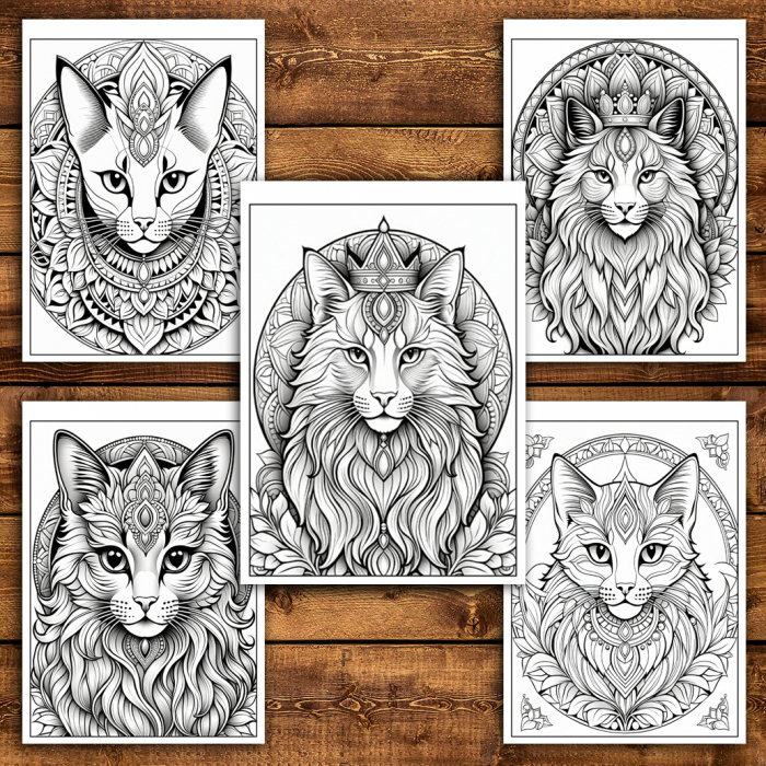 Carte de colorat antistres , 50 de ilustratii Eleganta Felinelor, 106 pagini [5]