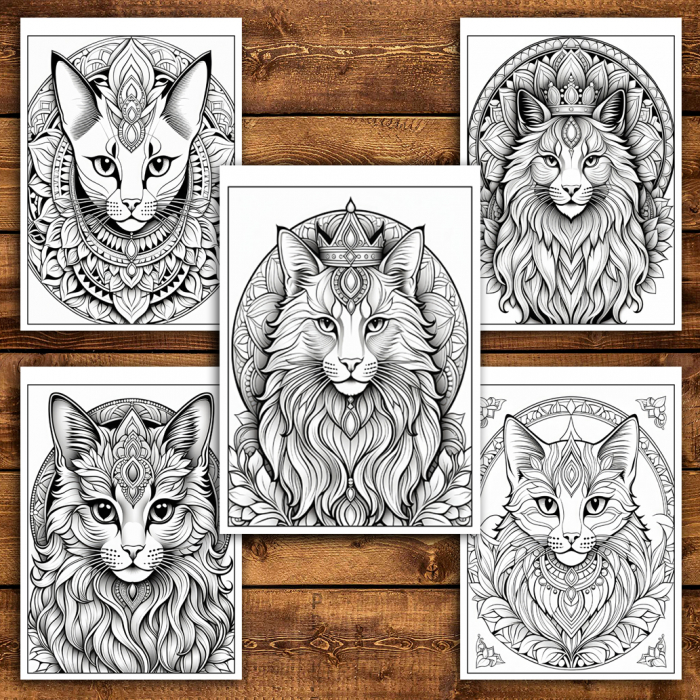 Carte de colorat antistres , 50 de ilustratii Eleganta Felinelor, 106 pagini [5]