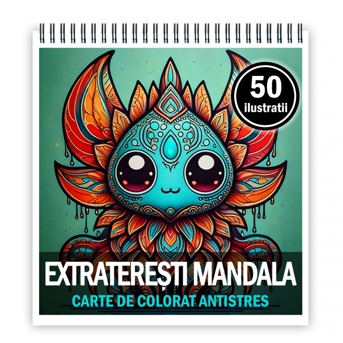 Carte de colorat antistres , 50 de ilustratii Extraterestii Mandala, 106 pagini [1]