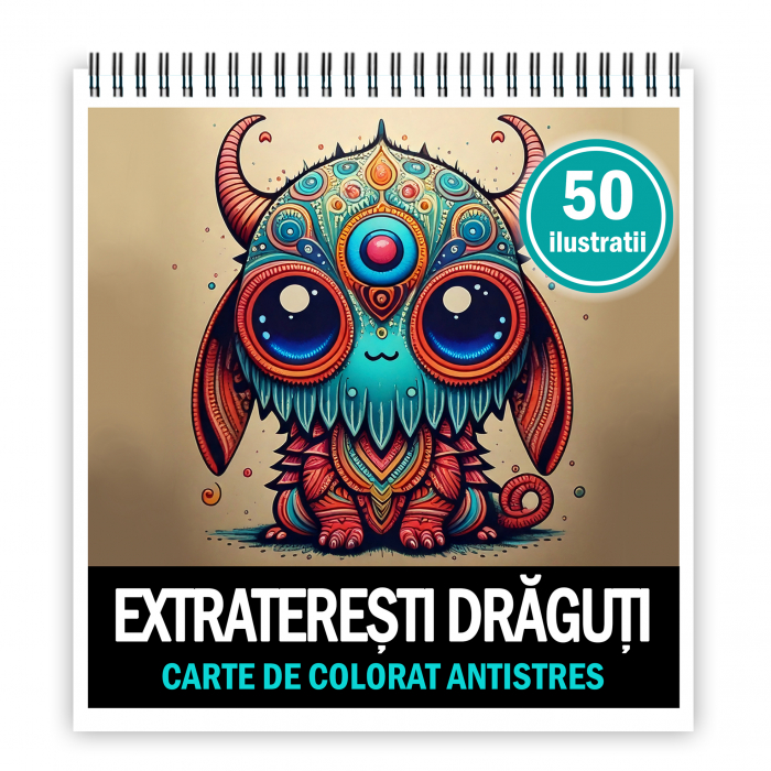 Carte de colorat antistres , 50 de ilustratii Extraterestrii Draguti, 106 pagini [1]