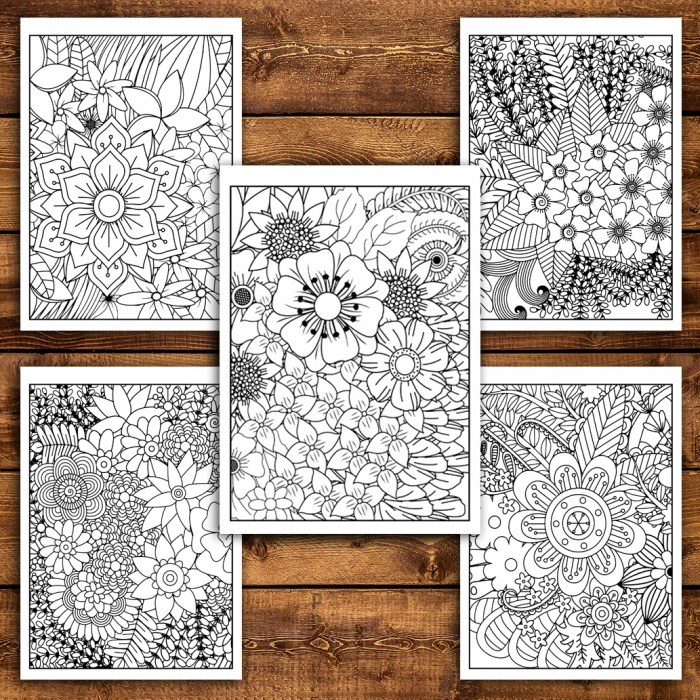 Carte de colorat antistres, 50 de ilustratii Fantezie Florala [5]