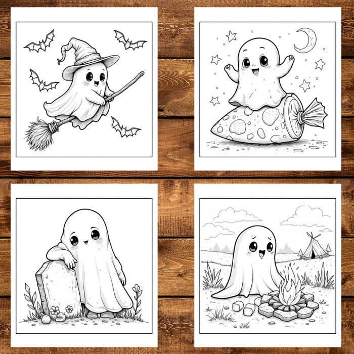Carte de colorat antistres , 50 de ilustratii Fantome Kawaii, 106 pagini [3]