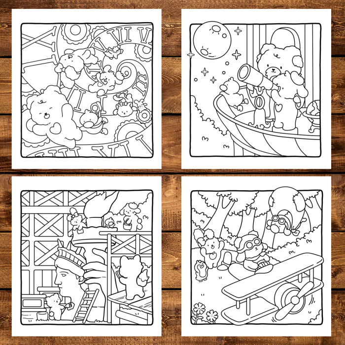 Carte de colorat antistres , 50 de ilustratii Fluffy History, 106 pagini [4]