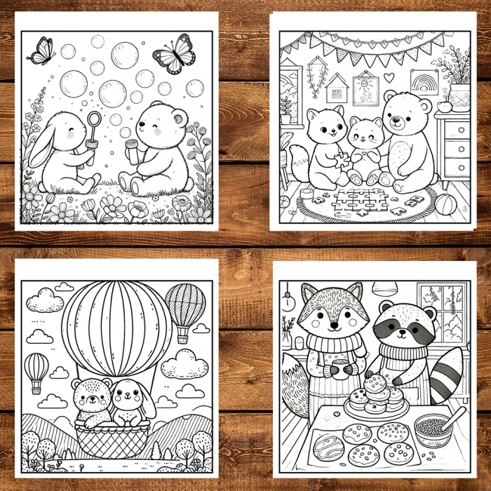 Carte de colorat antistres , 50 de ilustratii Fuzzy Hygge Friends - Volumul II,, 106 pagini [4]