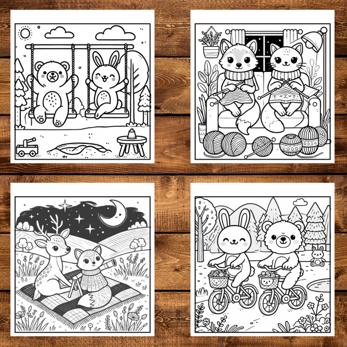 Carte de colorat antistres , 50 de ilustratii Fuzzy Hygge Friends - Volumul II,, 106 pagini [3]