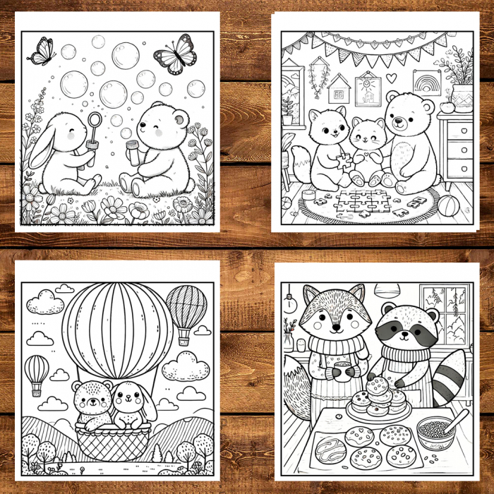 Carte de colorat antistres , 50 de ilustratii Fuzzy Hygge Friends - Volumul II,, 106 pagini [4]