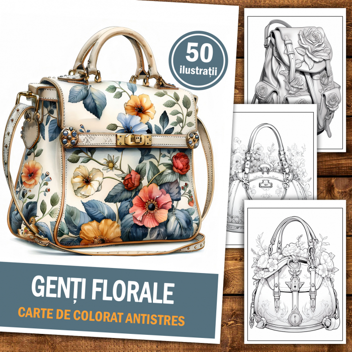 Carte de colorat antistres , 50 de ilustratii Genti Florale, 106 pagini [2]