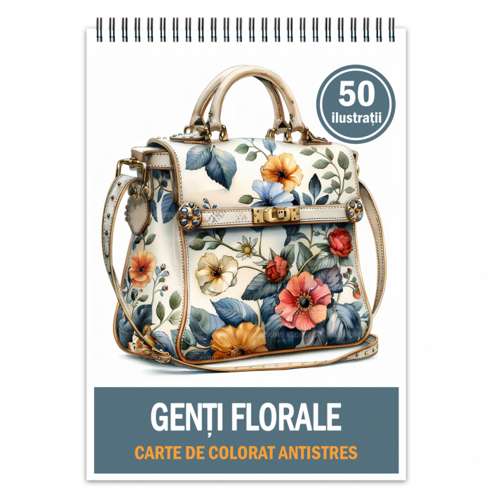 Carte de colorat antistres , 50 de ilustratii Genti Florale, 106 pagini [1]