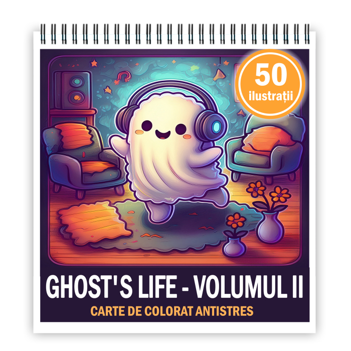 Carte de colorat antistres , 50 de ilustratii Ghost's Life - Volumul II, 106 pagini [1]