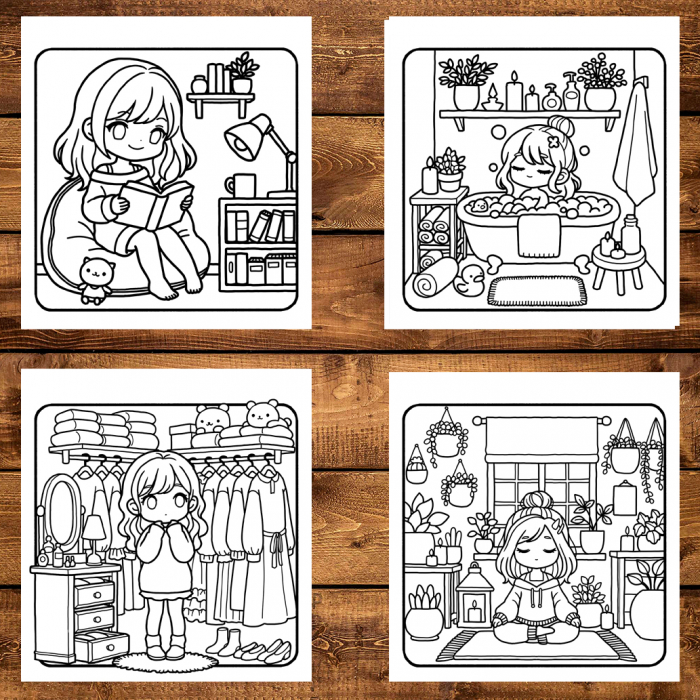 Carte de colorat antistres , 50 de ilustratii Girl Room, 106 pagini [4]