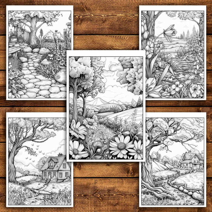 Carte de colorat antistres , 50 de ilustratii Gradina de primavara, 106 pagini [4]