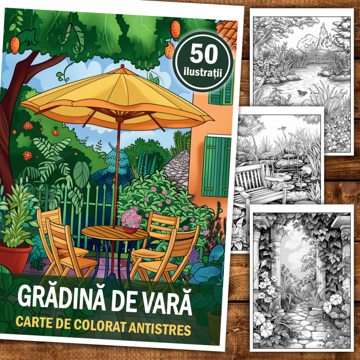 Carte de colorat antistres , 50 de ilustratii Gradina de vara, 106 pagini [2]