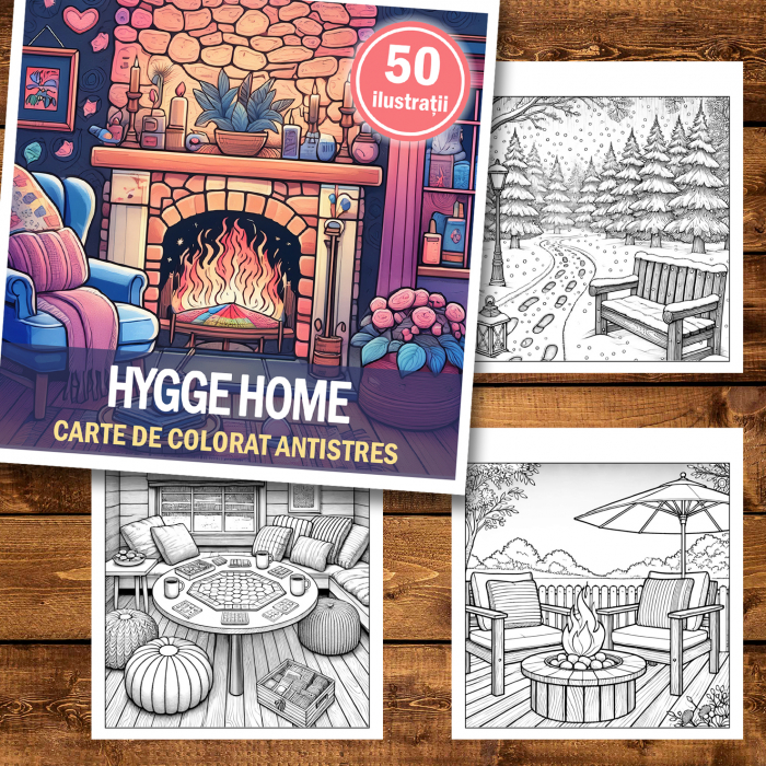 Carte de colorat antistres , 50 de ilustratii Hygge Home, 106 pagini [2]
