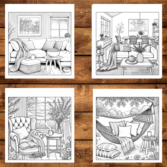 Carte de colorat antistres , 50 de ilustratii Hygge Home, 106 pagini [4]
