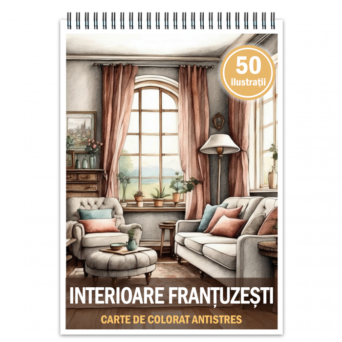 Carte de colorat antistres , 50 de ilustratii Interioare Frantuzesti, 106 pagini [1]