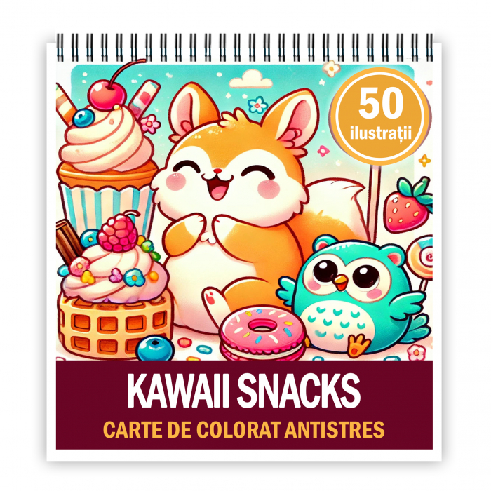 Carte de colorat antistres , 50 de ilustratii Kawaii Snacks, 106 pagini [1]