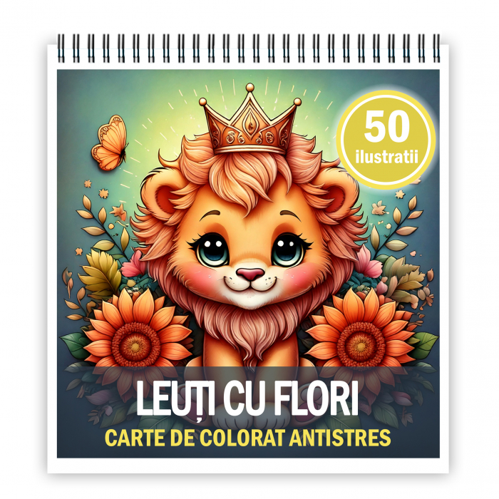 Carte de colorat antistres , 50 de ilustratii Leuti cu flori, 106 pagini [1]