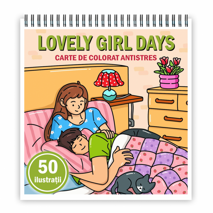 Carte de colorat antistres , 50 de ilustratii Lovely Girl Days, 106 pagini [1]