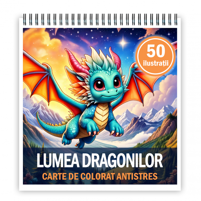Carte de colorat antistres , 50 de ilustratii Lumea Dragonilor, 106 pagini [1]