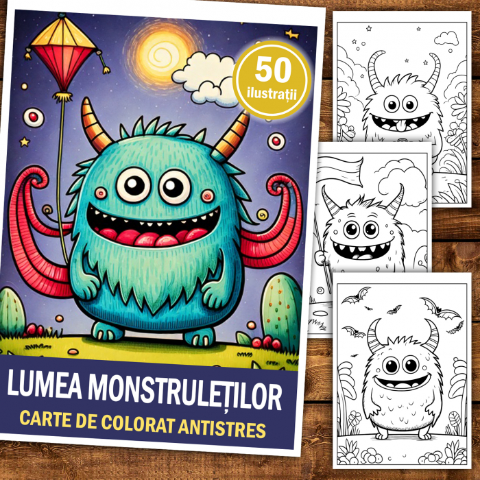Carte de colorat antistres , 50 de ilustratii Lumea Monstruletilor, 106 pagini [2]