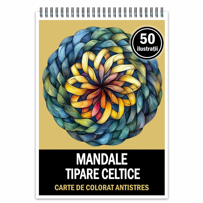 Carte de colorat antistres , 50 de ilustratii Mandale cu Tipare Celtice, 106 pagini [1]