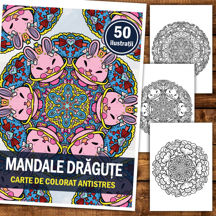 Carte de colorat antistres, 50 de ilustratii Mandale Dragute [2]