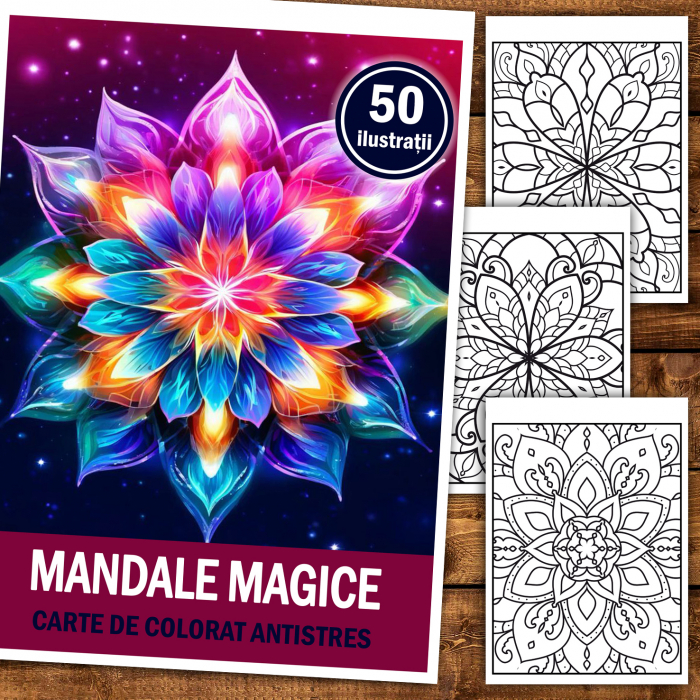 Carte de colorat antistres, 50 de ilustratii Mandale Magice [2]