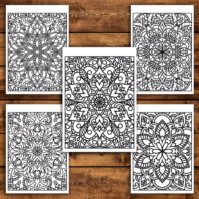 Carte de colorat antistres, 50 de ilustratii Mandale Zentangle - Volumul I [5]