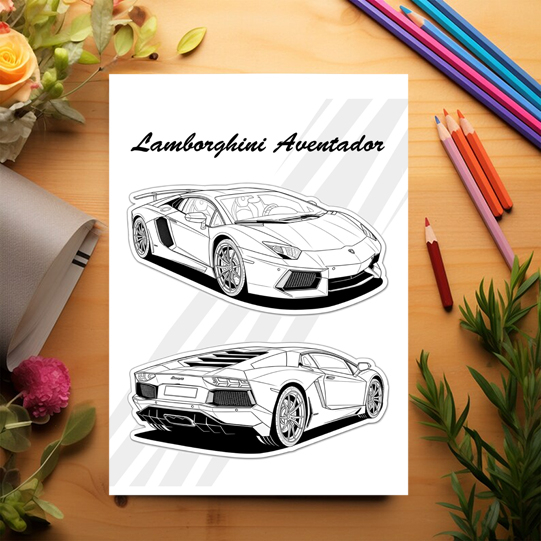 Carte de colorat antistres, 50 de ilustratii Masini Sport - Volumul X, 106 pagini [3]