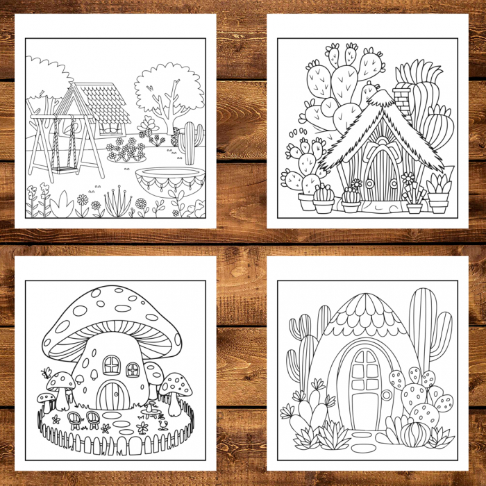 Carte de colorat antistres , 50 de ilustratii Miniature Houses, 106 pagini [3]
