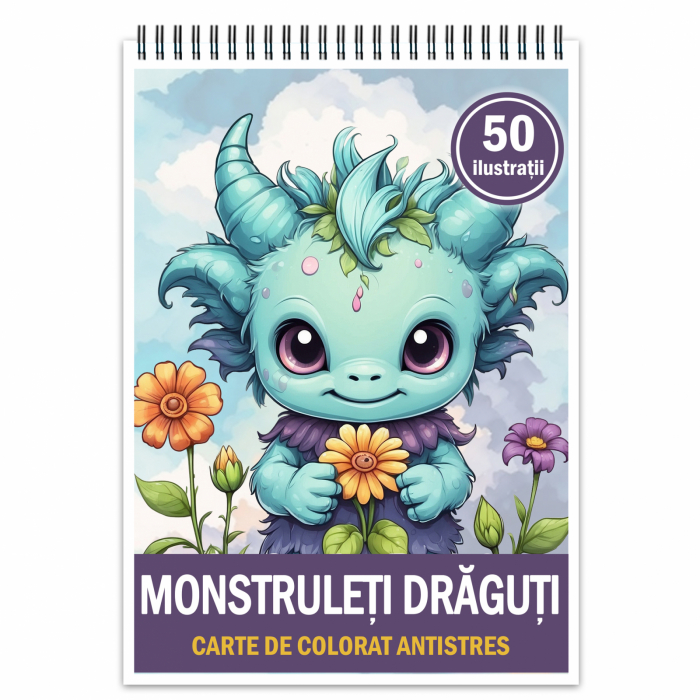 Carte de colorat antistres , 50 de ilustratii Monstruleti Draguti, 106 pagini [1]