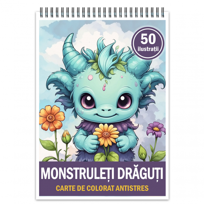 Carte de colorat antistres , 50 de ilustratii Monstruleti Draguti, 106 pagini [1]