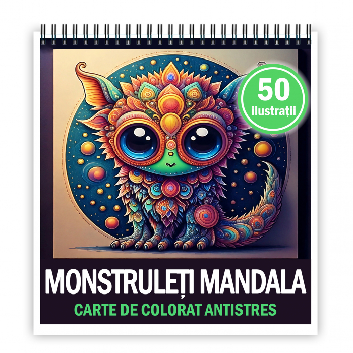 Carte de colorat antistres , 50 de ilustratii Monstruleti Mandala, 106 pagini [1]