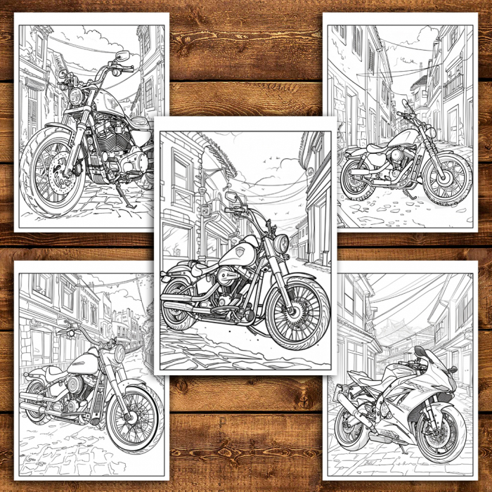 Carte de colorat antistres , 50 de ilustratii Motociclete - Volumul II, 106 pagini [4]
