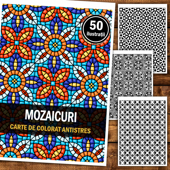 Carte de colorat antistres , 50 de ilustratii Mozaicuri, 106 pagini [2]
