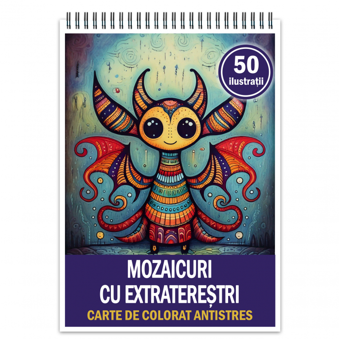 Carte de colorat antistres , 50 de ilustratii Mozaicuri cu extraterestrii, 106 pagini [1]