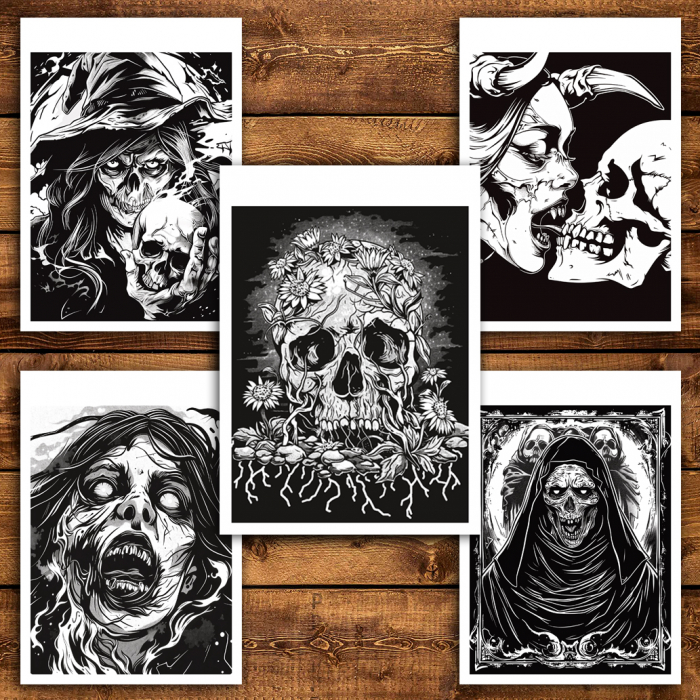 Carte de colorat antistres , 50 de ilustratii Nightfall Grimoire, 106 pagini [4]