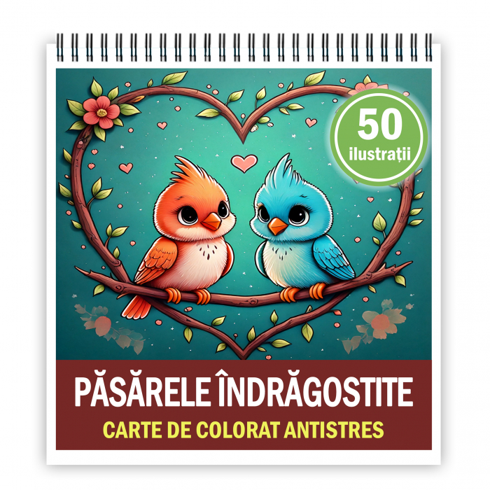 Carte de colorat antistres , 50 de ilustratii Pasarele Indragostite, 106 pagini [1]