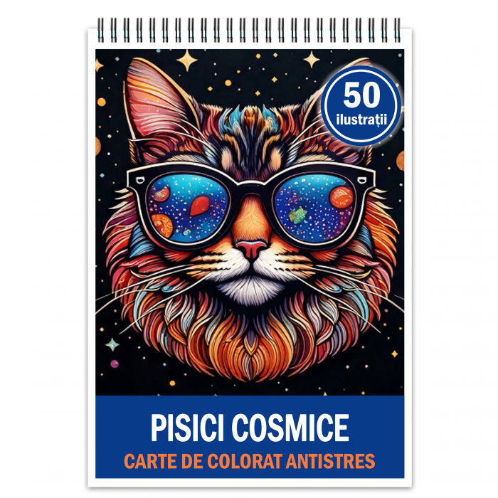 Carte de colorat antistres , 50 de ilustratii Pisici Cosmice, 106 pagini [1]