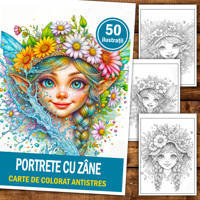 Carte de colorat antistres , 50 de ilustratii Portrete cu Zane, 106 pagini [2]