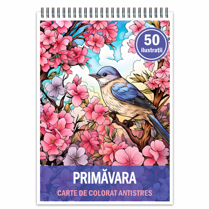 Carte de colorat antistres , 50 de ilustratii Primavara, 106 pagini [1]