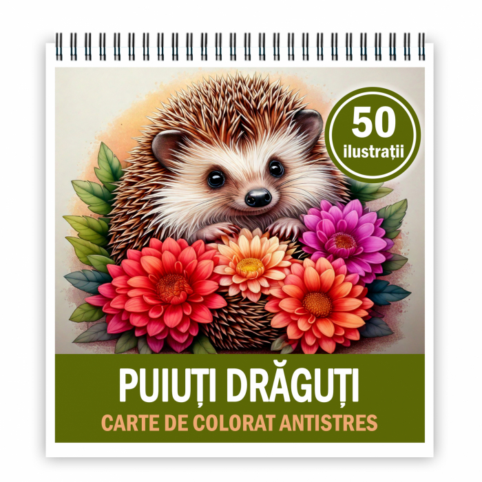 Carte de colorat antistres , 50 de ilustratii Puiuti Draguti, 106 pagini [1]